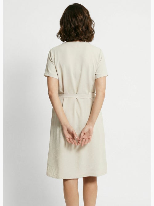 Vestido camisero de crepe, estilo étnico - Afibel - Kiabi