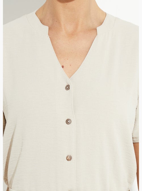 Vestido camisero de crepe, estilo étnico - Afibel - Kiabi