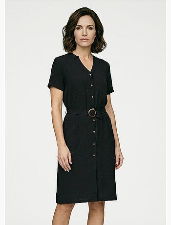 Vestido camisero de crepe, estilo étnico - Afibel