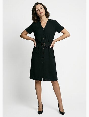 Vestido camisero de crepe, estilo étnico - Afibel