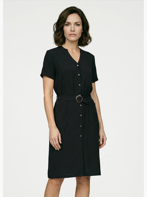 Vestido camisero de crepe, estilo étnico - Afibel - Kiabi