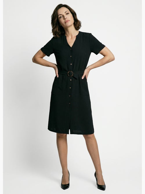 Vestido camisero de crepe, estilo étnico - Afibel - Kiabi