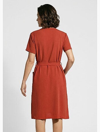 Vestido camisero de crepe, estilo étnico - Afibel