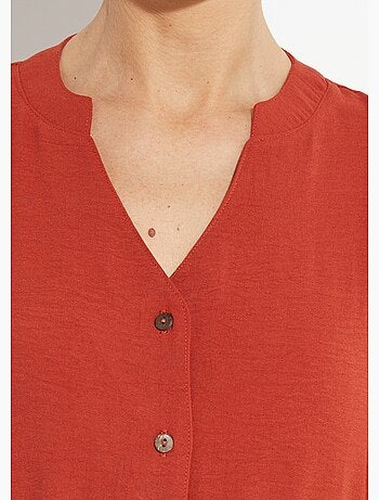 Vestido camisero de crepe, estilo étnico - Afibel