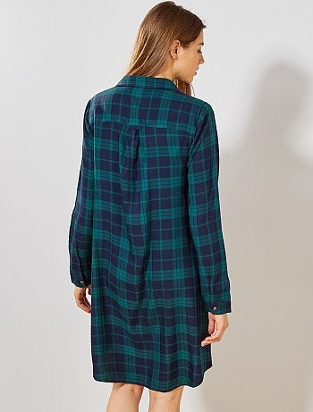 Vestido camisero de cuadros - Kiabi