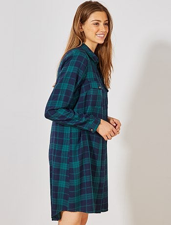 Vestido camisero de cuadros - Kiabi