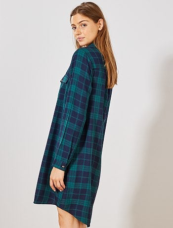 Vestido camisero de cuadros - Kiabi