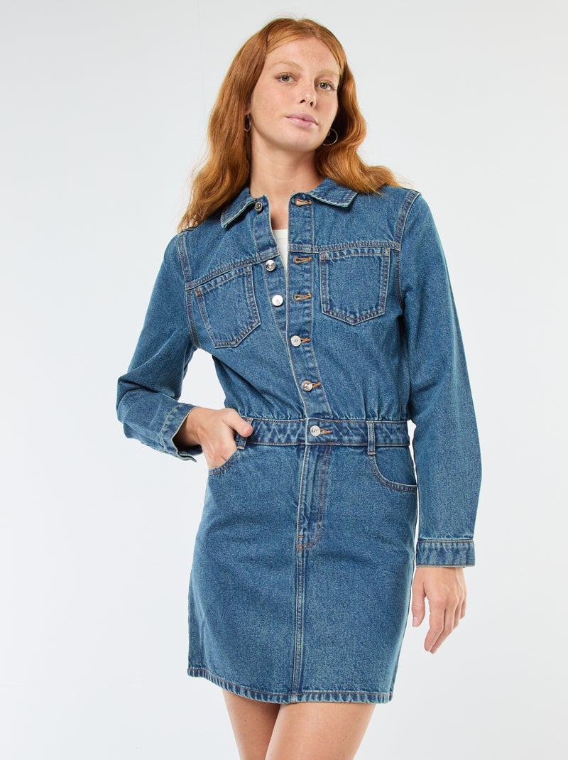 Vestido camisero de denim Azul - Kiabi