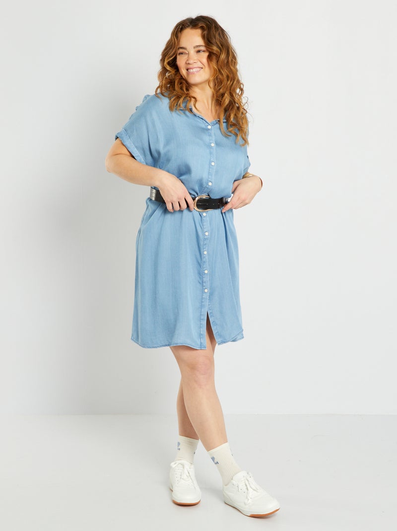 Vestido camisero de lyocell AZUL - Kiabi