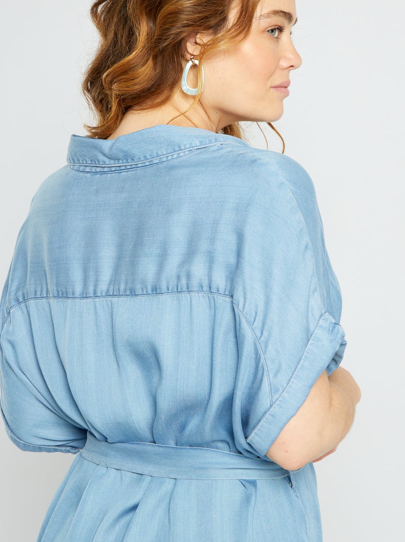 Vestido camisero de lyocell AZUL - Kiabi