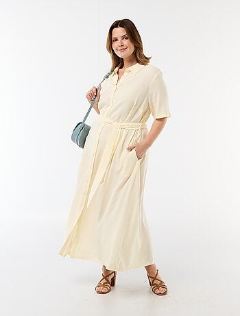 Vestido camisero de manga corta con cinturón