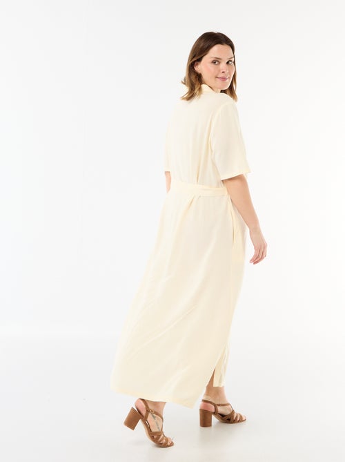 Vestido camisero de manga corta con cinturón - Kiabi