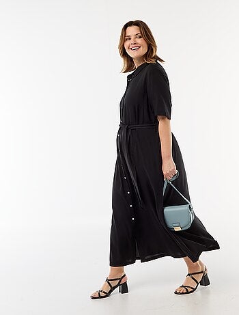 Vestido camisero de manga corta con cinturón