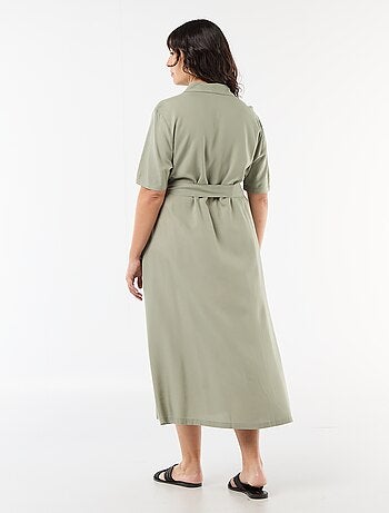 Vestido camisero de manga corta con cinturón