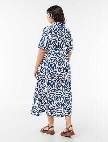 Vestido camisero de manga corta con estampado