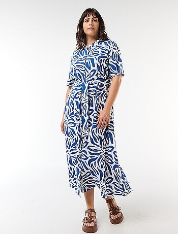 Vestido camisero de manga corta con estampado