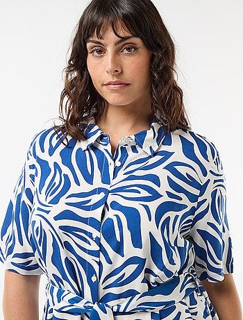 Vestido camisero de manga corta con estampado
