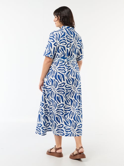 Vestido camisero de manga corta con estampado - Kiabi