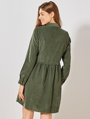 Vestido camisero de pana - Kiabi