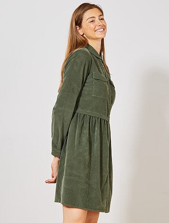 Vestido camisero de pana - Kiabi