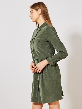 Vestido camisero de pana - Kiabi