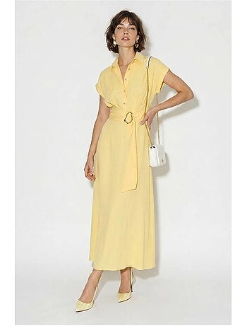 Vestido camisero de popelina con cinturón lucci