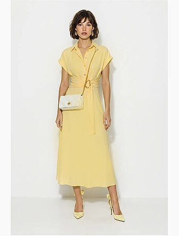 Vestido camisero de popelina con cinturón lucci
