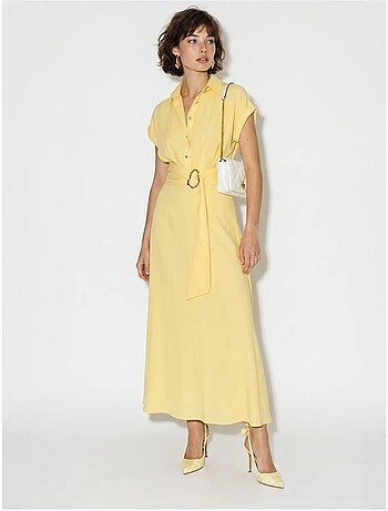 Vestido camisero de popelina con cinturón lucci