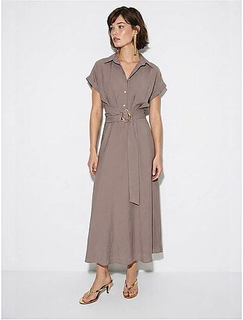 Vestido camisero de popelina con cinturón lucci