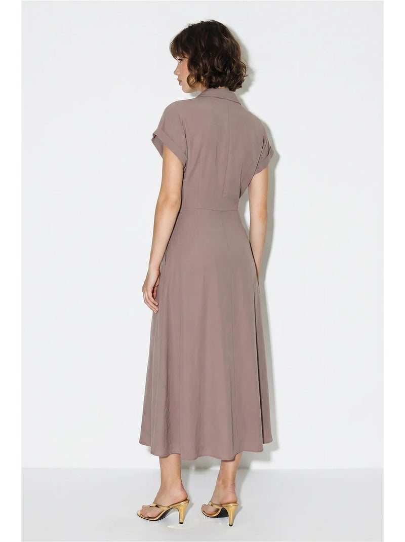 Vestido camisero de popelina con cinturón lucci Malva - Kiabi