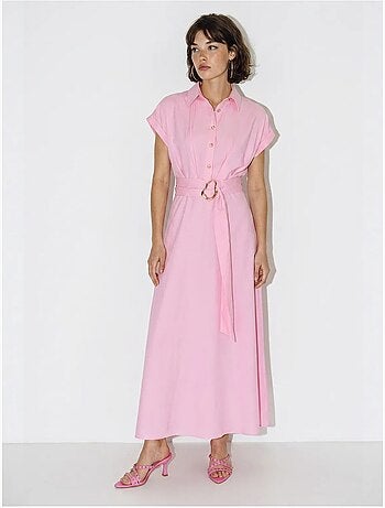 Vestido camisero de popelina con cinturón lucci