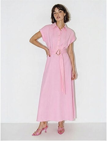 Vestido camisero de popelina con cinturón lucci