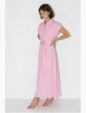 Vestido camisero de popelina con cinturón lucci