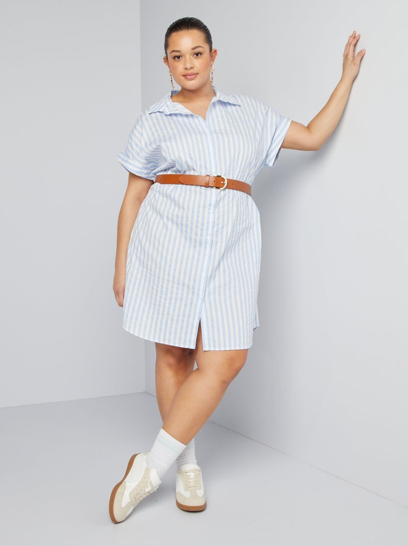 Vestido camisero de rayas AZUL - Kiabi