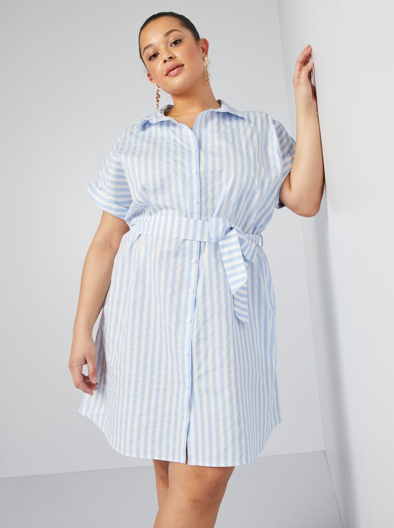 Vestido camisero de rayas AZUL - Kiabi