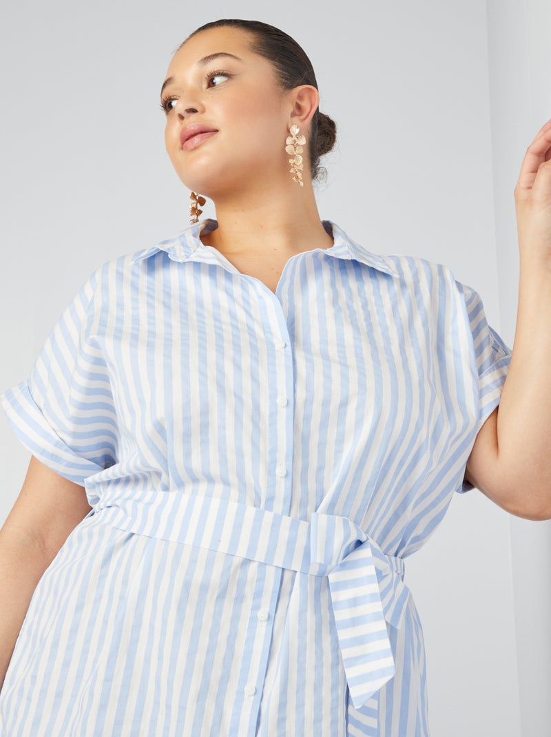 Vestido camisero de rayas AZUL - Kiabi