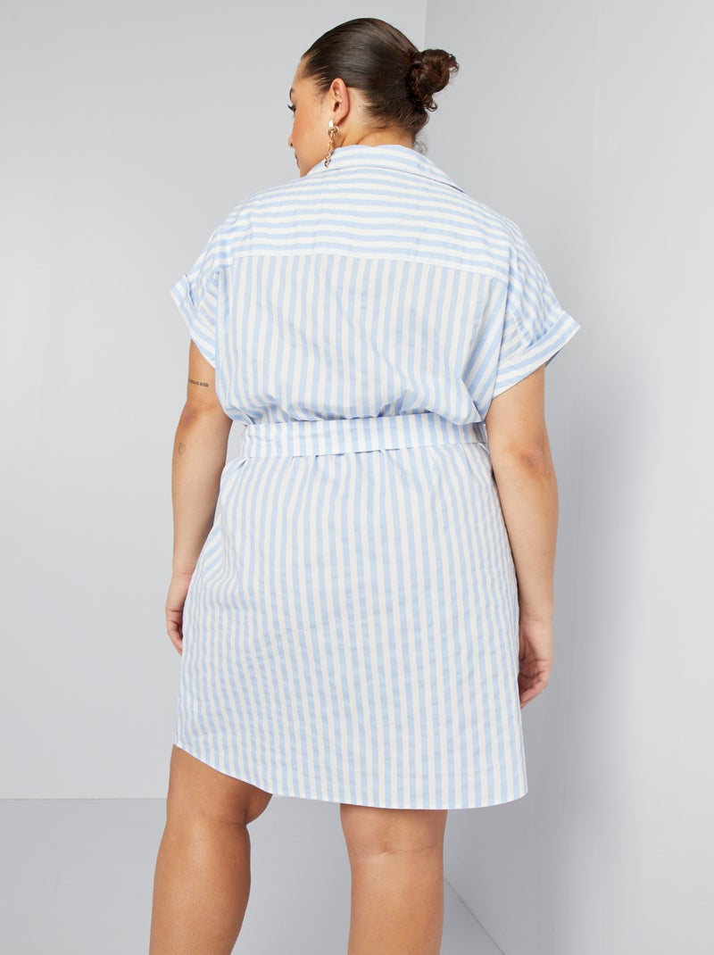 Vestido camisero de rayas AZUL - Kiabi
