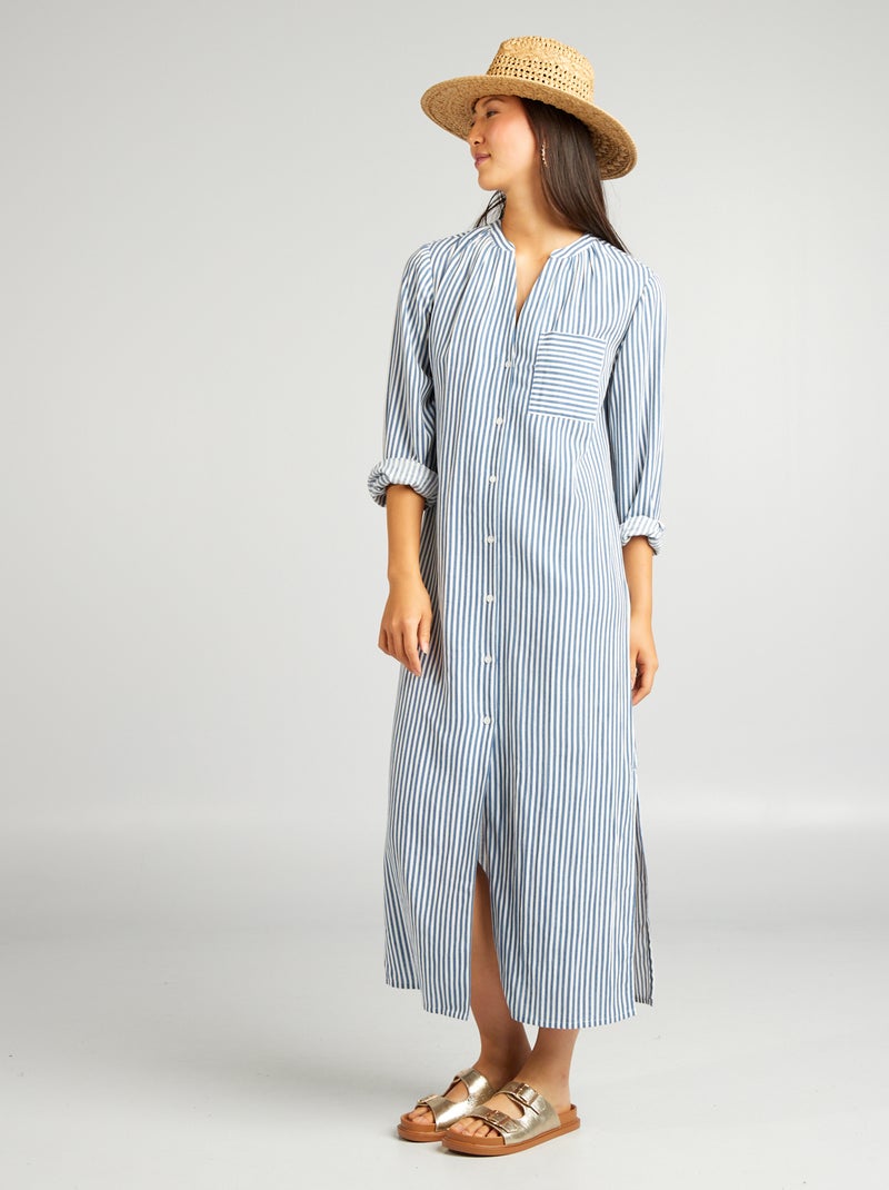 Vestido camisero de rayas BEIGE - Kiabi