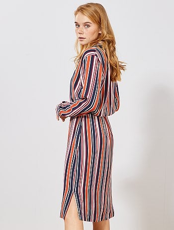 Vestido camisero de rayas - Kiabi