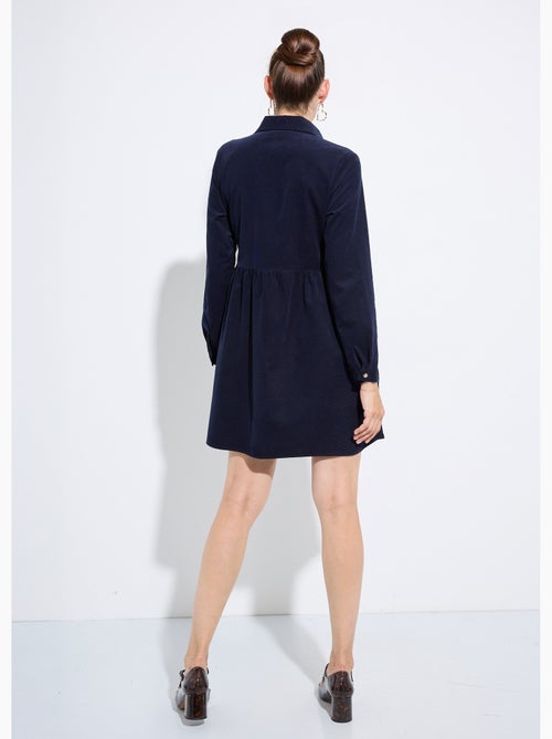 Vestido camisero de terciopelo con cintura plisada - afibel - Kiabi Vestido camisero de terciopelo con cintura plisada - afibel - Kiabi
