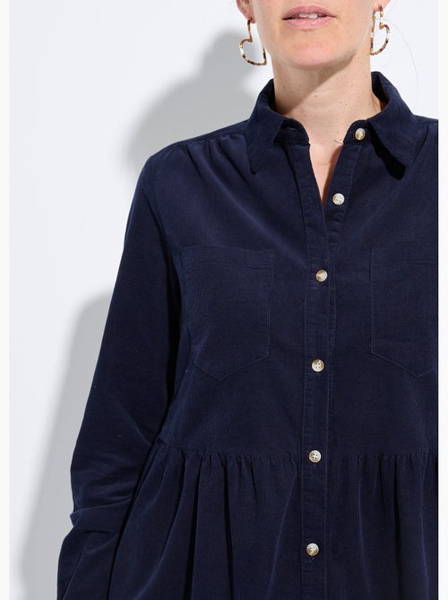 Vestido camisero de terciopelo con cintura plisada - afibel - Kiabi Vestido camisero de terciopelo con cintura plisada - afibel - Kiabi