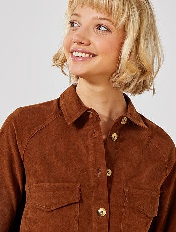 Vestido camisero de terciopelo - Kiabi