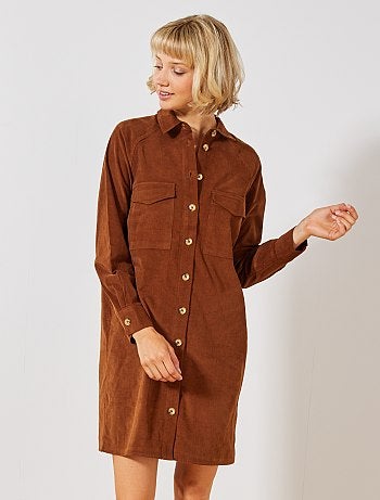 Vestido camisero de terciopelo - Kiabi