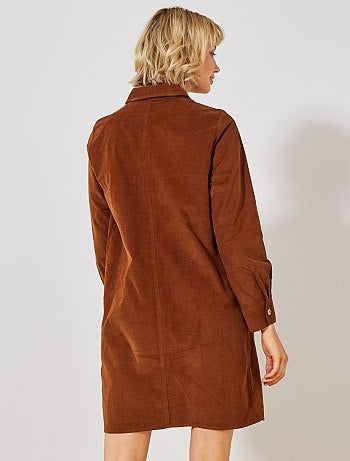 Vestido camisero de terciopelo - Kiabi