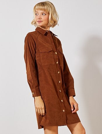 Vestido camisero de terciopelo - Kiabi