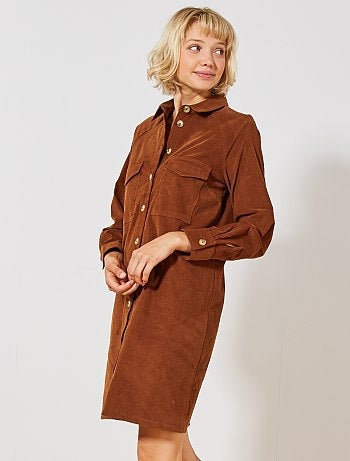 Vestido camisero de terciopelo - Kiabi