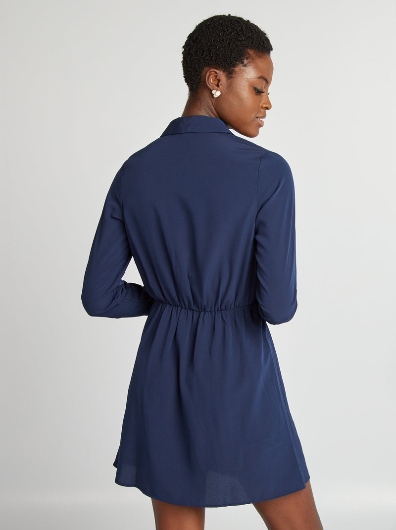 Vestido camisero efecto satinado NEGRO - Kiabi