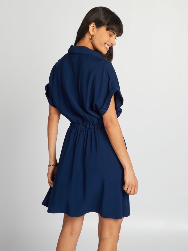 Vestido camisero elástico AZUL - Kiabi