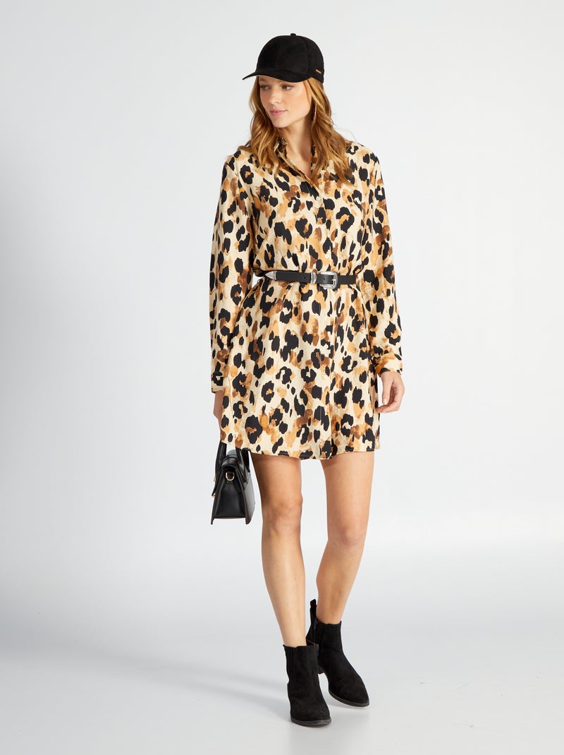 Vestido camisero estampado 'JDY' leopardo - Kiabi