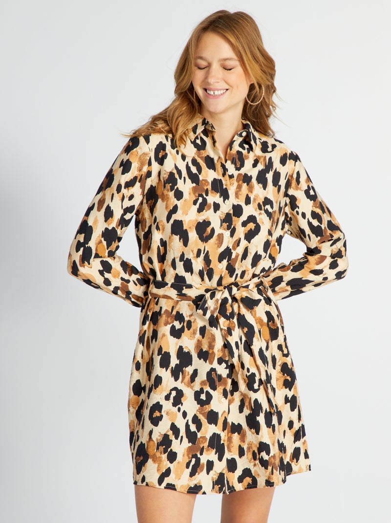 Vestido camisero estampado 'JDY' leopardo - Kiabi